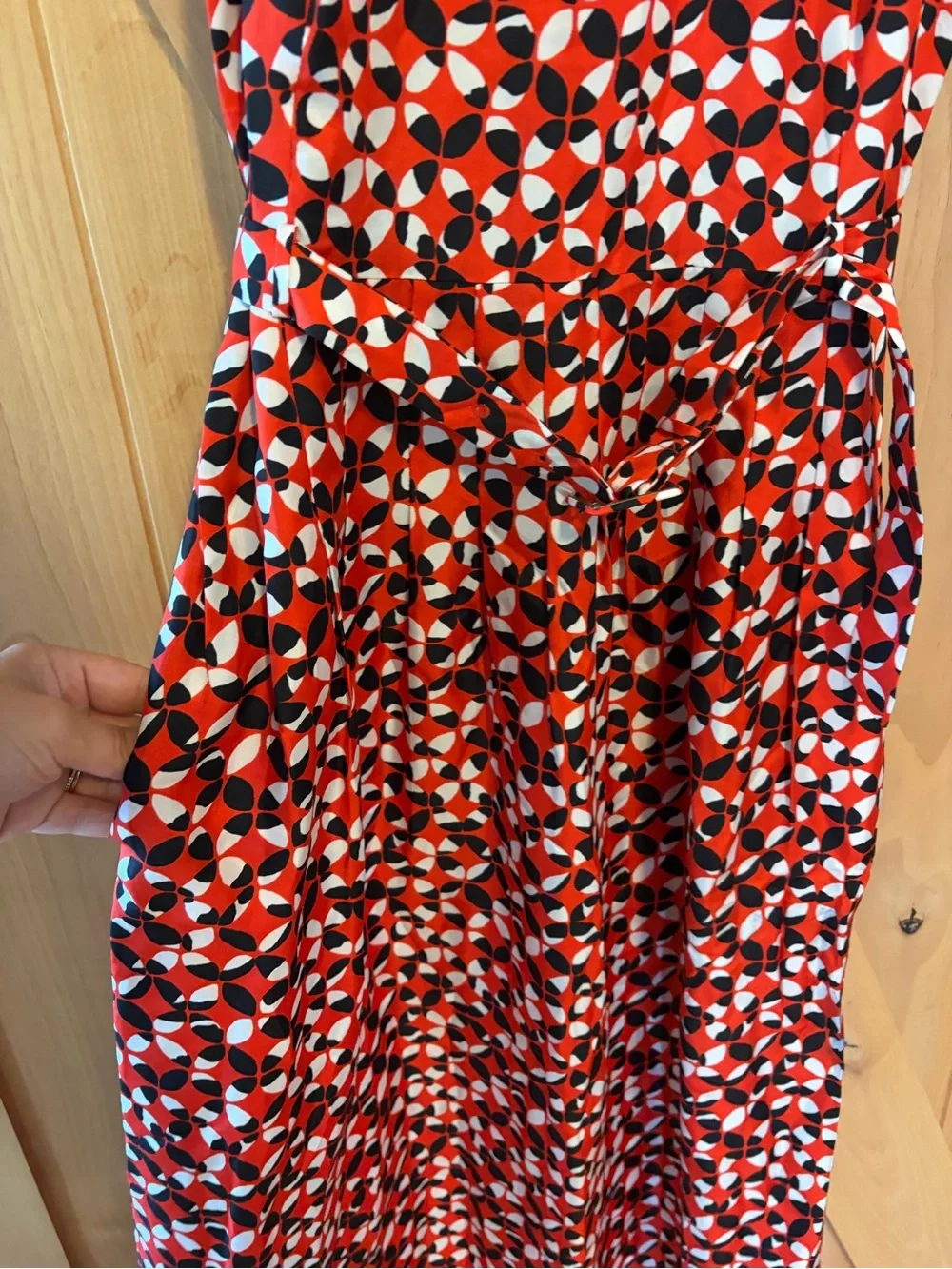 J Crew Collection NWT Size 0 Silk Red White Geometric Belted Dress $350